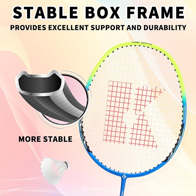 Badminton Racket Carbon Fiber, Badminton Racquet Set with Cover, Badminton Professional Racket Durable for Beginners Outdoor Games Gym