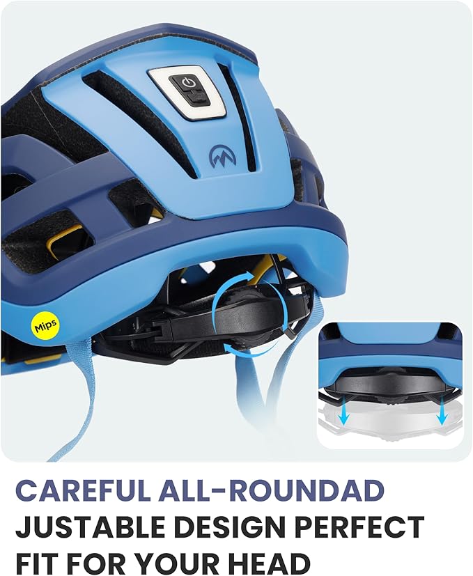 OutdoorMaster Gem II MIPS Bike Helmet with Light - Lightweight Cycling Helmet,Mountain Road Bicycle Helmet for Youth & Adult