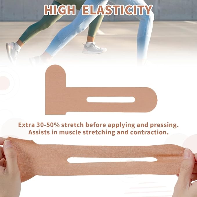 20PCS Kinesiology Tape for Knees, Kinesiology Tape Precut Strips for Knee Support & Stability, Waterproof Breathable Elastic Sports Tape for Pain Relief, Athletic Tape for Muscle & Joint, Beige