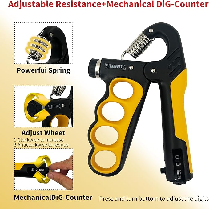 Senston Grip Strength Trainer 2 Pack - Adjustable 11-220Lbs (5-100KG) with Auto Counter, Hand Grip Strengthener, Forearm Exerciser for Athletes, Musicians, Gym, Home, Injury Rehab