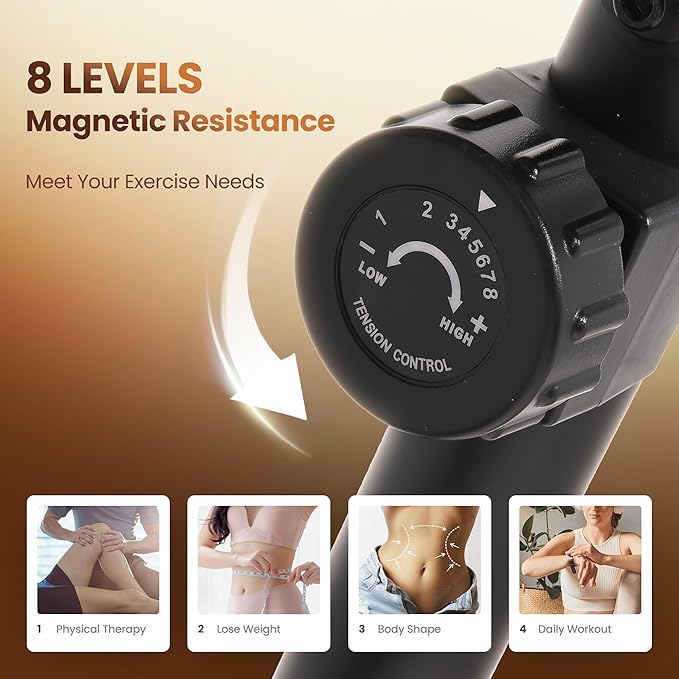 Recumbent Exercise Bike Stationary Bike Exercise Bikes for Home with 8 Levels Magnetic Resistance 300 LBS Weight Capacity LCD Monitor Heart Rate Handle and Device Holder
