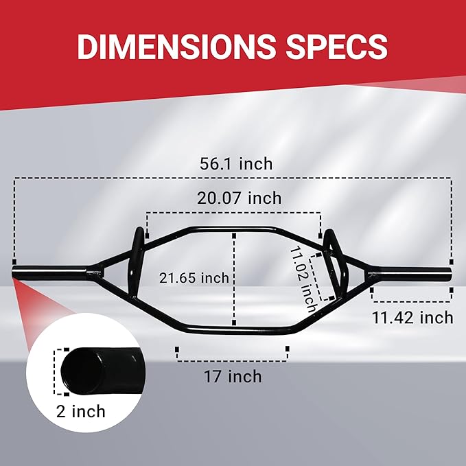 Olympic 2-Inch Hex Weight Lifting Trap Bar with Long and Rotating Sleeves, 500-Pound Capacity, Open Design, Alloy Steel, Chrome