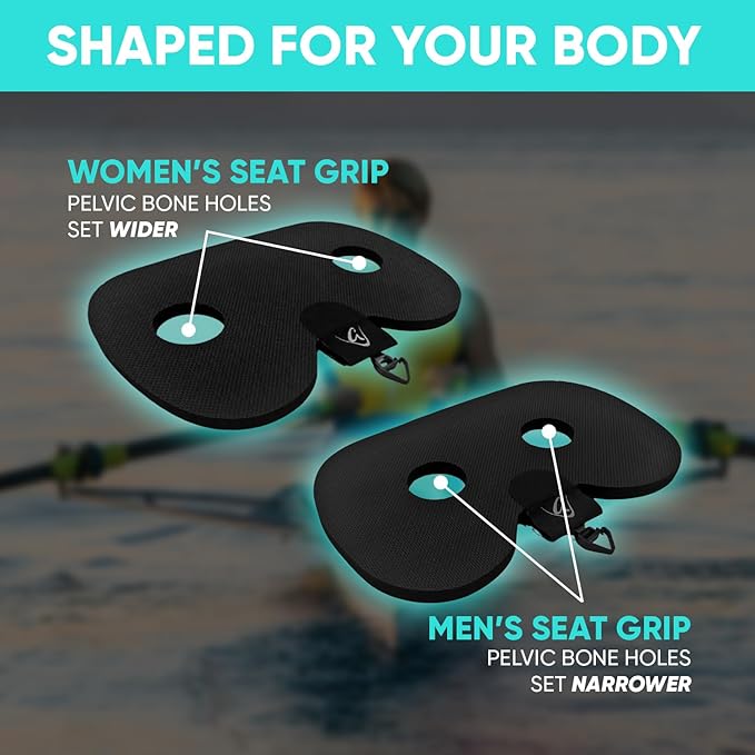 Godfrey Original Rowing Seat Pad for Men & Women - Anti-Slip Rower Cushion with Optional Clip for in-Boat, Concept2, Peloton, Hydrow & WaterRowers