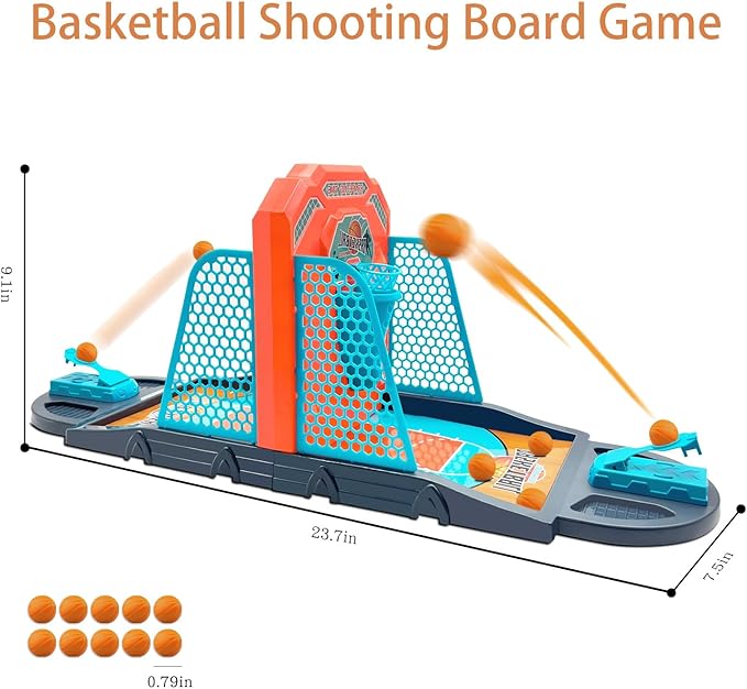 Basketball Shooting Game Toy, Funny Shooting Game, Desktop Table Basketball Games Set, Fast and Frenzied Launching ball - Including 1 Basketball Stand and 10 Balls, Gift for Kids 3-10 Year Old