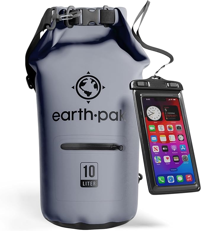 Earth Pak Waterproof Dry Bag with Zippered Pocket - Waterproof Dry Bag Backpack Keeps Gear Dry