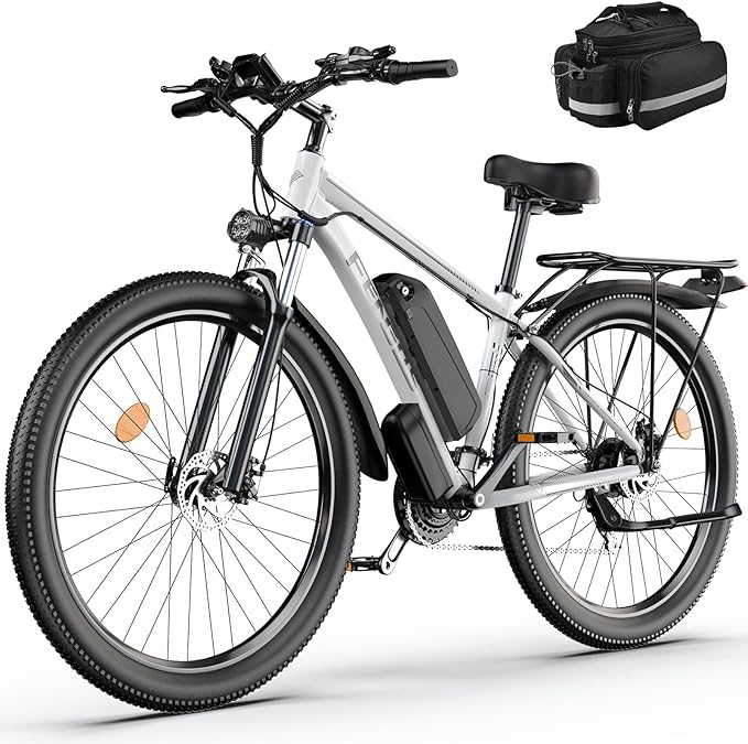 Electric Bike for Adults, 1500W Peak Motor Ebike, 36 MPH, 48V Battery, Up to 80 Miles Range, 27.5" Electric Mountain Bike with 21-Speed, Suspension, Turn Signals and Disc Brakes