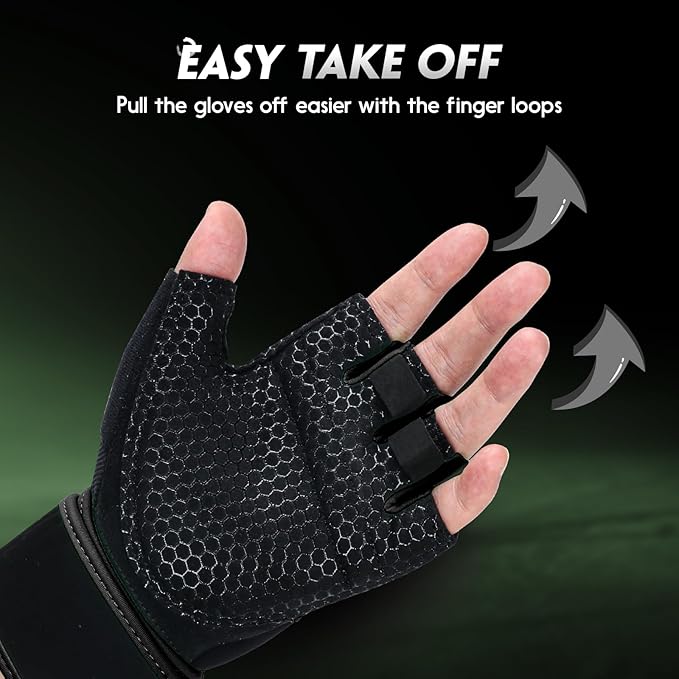 Workout Gloves Gym Gloves Weight Lifting Gloves for Men Women with Full Palm Pad,Strong Wrist Wraps Support,Enhanced Grip,for Fitness,Training,Weightlifting,Exercise
