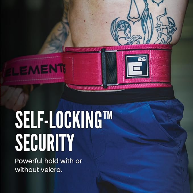 Element 26 Self-Locking Weight Lifting Belt - Premium Weightlifting Belt for Serious Functional Fitness and Olympic Lifting Athletes - Lifting Support for Men and Women - Deadlift Training Belt