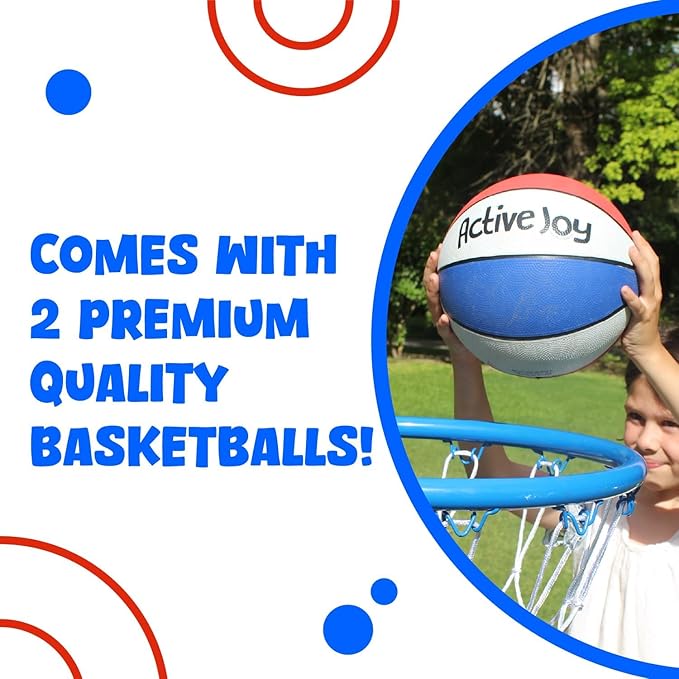 Activejoy- 4 Hoop Basketball Set - Toddler Basketball Hoop Indoor - Outdoor Play Preschool - +3 Years Old Toy. Includes 2 Balls and air Pump