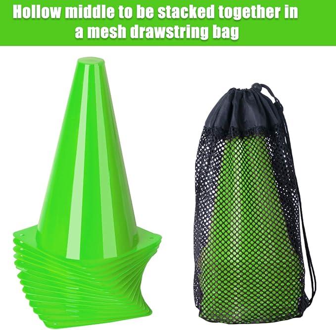 9 Inch Cones Sports, 15 Pack Orange Soccer Cones Training Agility Field Marker Plastic Traffic Cones for Football Basketball Drills Multipurpose Practice, Indoor Outdoor Games Activity Party Events