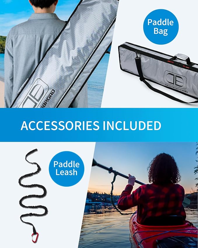 OCEANBROAD Full Carbon Fiber Adjustable Kayak Paddle, 2-Piece, with Paddle Bag and Paddle Leash