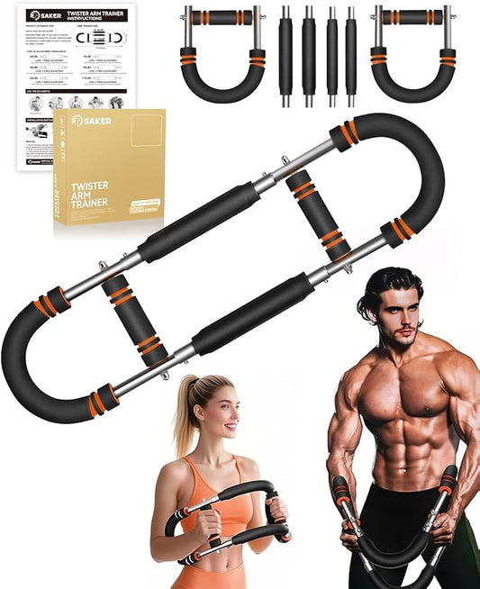 Saker Twister Arm Trainer, PowerTwist Arm Trainer, Adjustable Forearm Strengthener, Arm Exercise Equipment, Chest Workout Equipment, Portable Spring Resistance for Home Gym Equipment