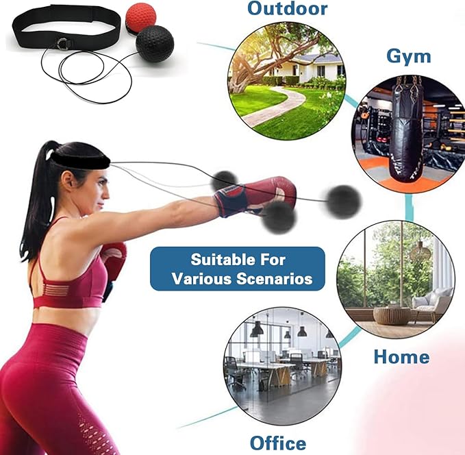 Boxing Reflex Ball Set of 5 Boxing Training Adult Balls with Headband for Adult Training at Home to Improve Speed and Hand Eye Coordination Box Game MMA Gear Punching Equipment