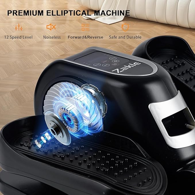 Zakle Under Desk Elliptical Machine, Electric Elliptical Training Machine w/Remote Control, 12 Speed Levels, Quiet Seated Pedal Exerciser for Home Office