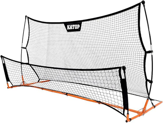 Katop Soccer Training Rebounder Net, 2-in-1 Soccer Goal Net with Heavy Duty All-Weather Metal Frame, for Shooting, Passing and Penalty Kick Training