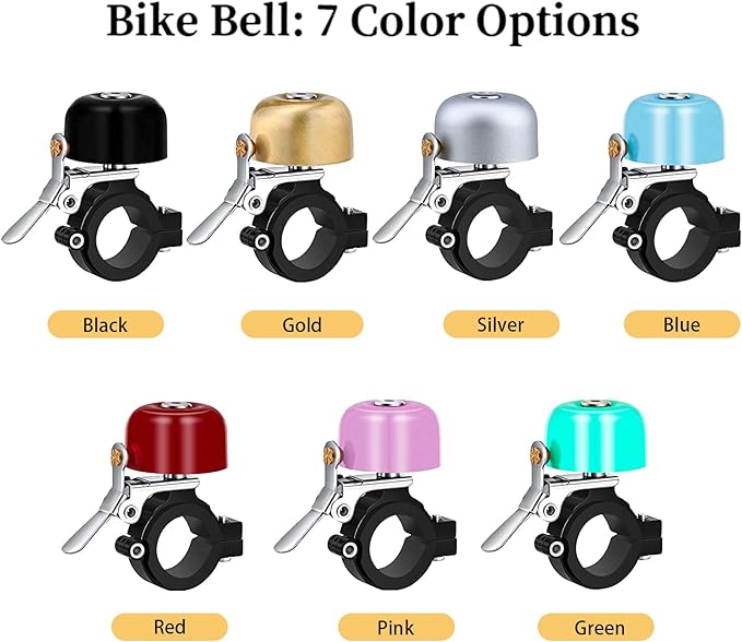 Greallthy Bike Bell Classic Brass Bicycle Bell,Bike Bells for Adults Kids,Loud Sound Bells Fit for 0.87-1.25in/22.2-31.8mm Bicycle Handlebars,Road Mountain Bike Accessories.