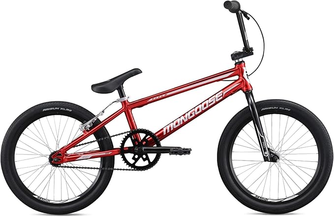 Mongoose Title Pro or Elite BMX Race Bike with 20 or 24-Inch Wheels in Red, Orange, or Black, Beginner or Returning Riders, Featuring Lightweight Tectonic T1 Aluminum Frame and Internal Cable Routing
