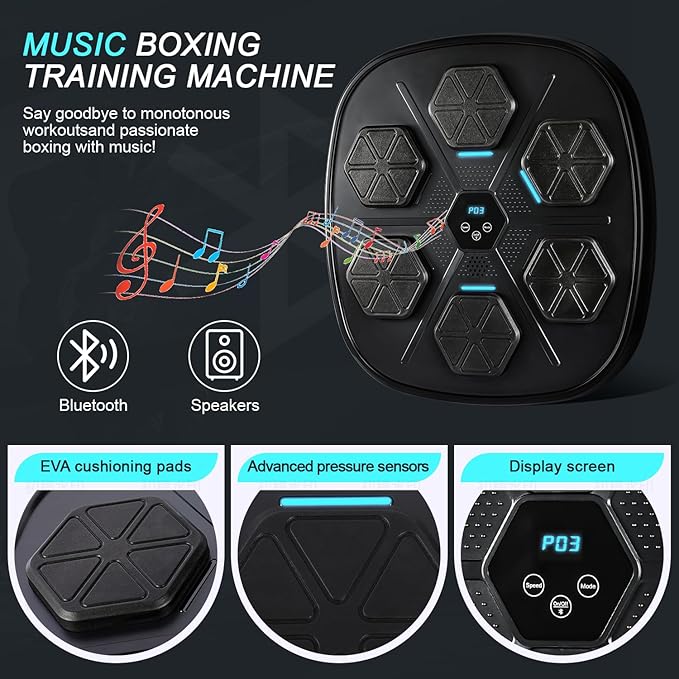 Music Boxing Machine,Boxing Music Machine with Boxing Gloves,Boxing Music Workout Machine,Smart Music Boxing Machine,Boxing Wall Target,9-Level Modes Adjustment (2024Upgrade_Boxing)