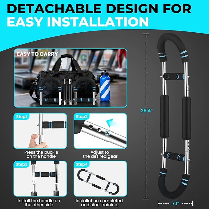 Twister Arm Trainer, Chest Workout Equipment for Men & Women Portable Spring Resistance Chest Exerciser Forearm Strengthener Bar Detachable for Home Fitness Equipment for Enhancing Upper Body Muscle