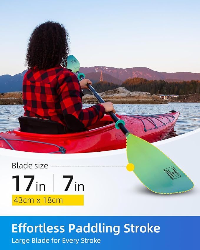 OCEANBROAD Kayak Paddle 86in/218cm, 90.5in/230cm Alloy Shaft 2-Piece Floatable Kayak Oar for Kayaking Canoeing Boating