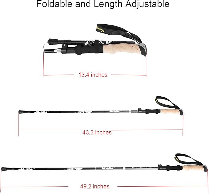 Aluminum Collapsible Ultralight Travel Trekking Hiking Pole for Men and Women