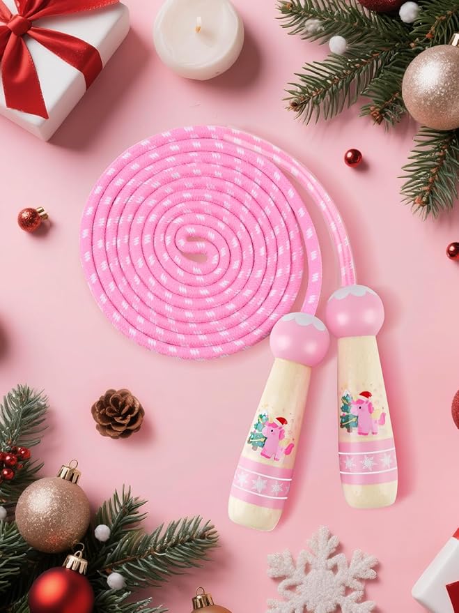 Jump Rope for Kids, Lorvain Adjustable Skipping Rope, Kids Jump Ropes with Wooden Handle for Girls Boys, Weighted Jumping Ropes for Fitness Workout Exercise Outdoor Fun Activity