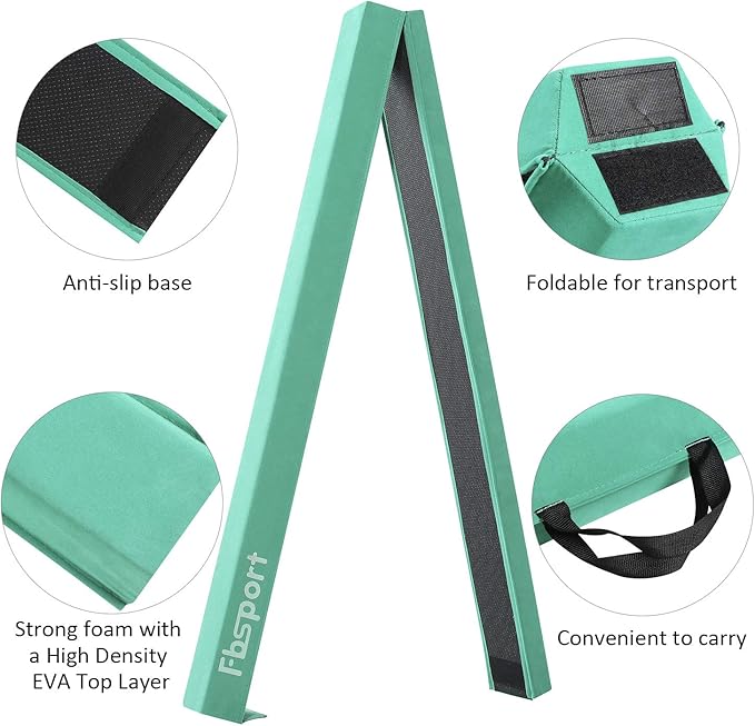 FBSPORT 8ft/6ft Balance Beam: Folding Floor Gymnastics Equipment for Kids Adults,Non Slip Rubber Base, Gymnastics Beam for Training, Practice, Physical Therapy and Professional Home Training