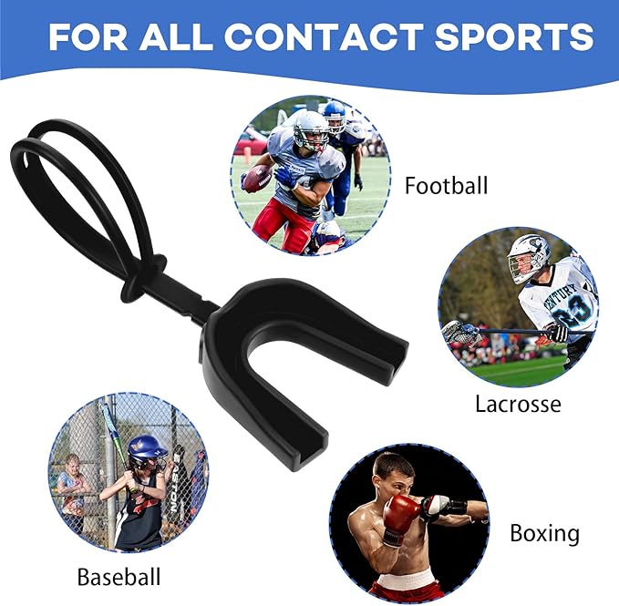 Dunzy 10 Pcs Strapped Mouth Guard Sports Mouthguard with Strap No Boiling Mouthguard Adult Youth Football Mouthpiece Mouth Protector for Boxing Basketball Lacrosse