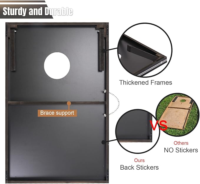 Cornhole Set 4x2 and 3X2 Regulation Size Corn Holes Sets with Carrying Bags & 8 Bean Bags Cornhole Boards Bean Toss Games for Adults Family Outdoor Beach Lawn Outside Backyard Games