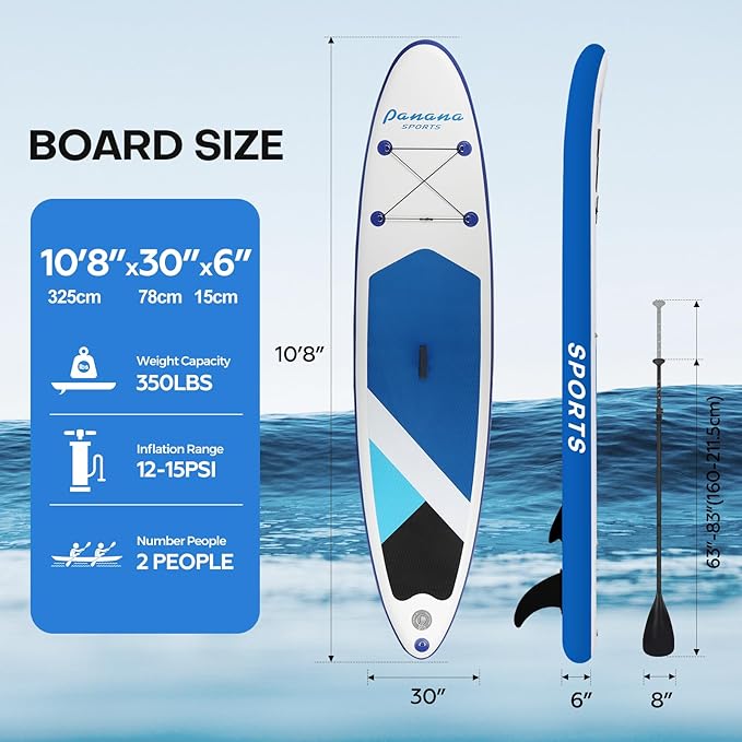 Panana Inflatable Stand Up Paddle Board, 10'x31 x6 SUP with Premium Paddle Board Accessories Kit, Anti-Slip EVA Deck for Adults Youth of All Skill Levels