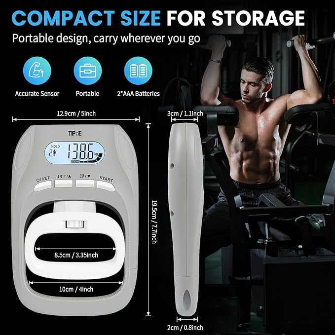 396lbs/180kg Grip Strength Tester, Hand Grip Dynamometer, Digital Grip Strength Tester with LCD Display, Adjustable Hand Grip Training Gauge, Hand Grip Testing for Sports Home School Use