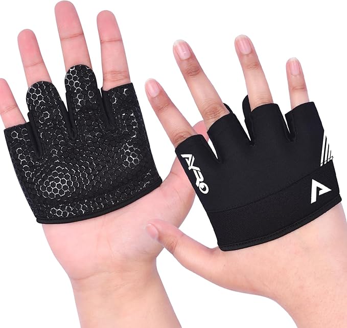 AYRO Minimal Workout Gloves, Short Partial Gym Weight Lifting Gloves Grip Pads for Men & Women with Full Palm Protection & Extra Grip, Best for Weightlifting, Training, Gym & Hand Support