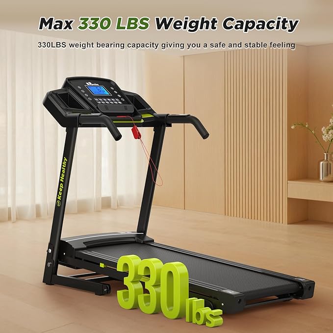 FYC Folding Treadmill for Home - Portable Walking Treadmill with Incline, Handles & App, Dual Shock Absorption, Bluetooth Speakers, 330lbs Capacity, Easy Fold Design