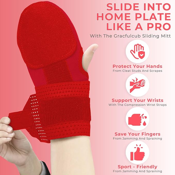 Gracfulcub Baseball Sliding Mitt, Baseball Glove Softball Guard, Ergonomic Design Protecting Fingers for Basic Base Running