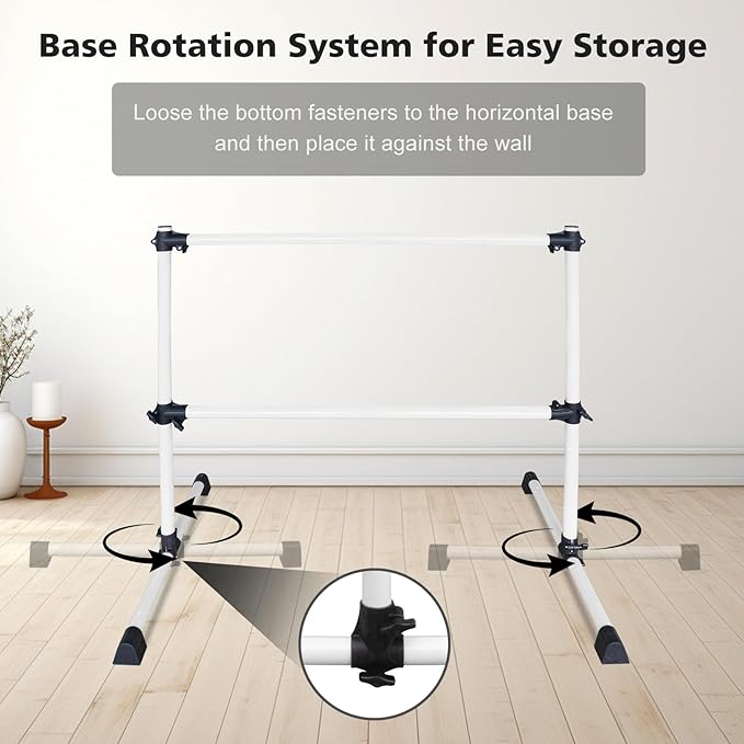 4FT/6FT Freestanding Ballet Barre Wood/Steel Height Adjustable from 7 to 46 inch Ballet Bar Portable Double Dance Bar for Home Workout and Stretch