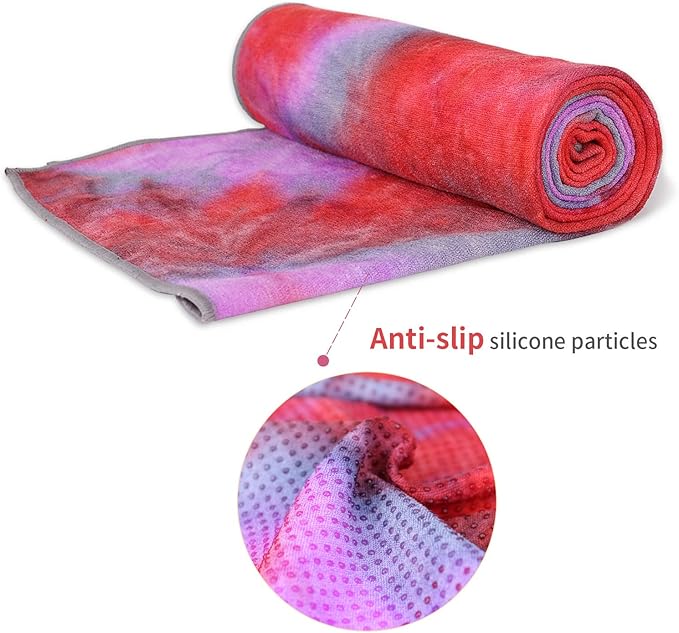 DREAM SLIM Non Slip Yoga Towel - Hot Yoga Towel, Multicolor - Red