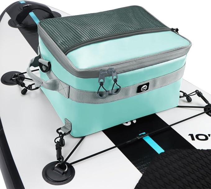 YVLEEN Waterproof Paddle Board Cooler, SUP Cooler Durable PVC Material Paddle Board Deck Bag with Mesh Top Pocket, Adjustable Straps, Super Capacity for Stand-Up Paddleboard and Kayak Accessories