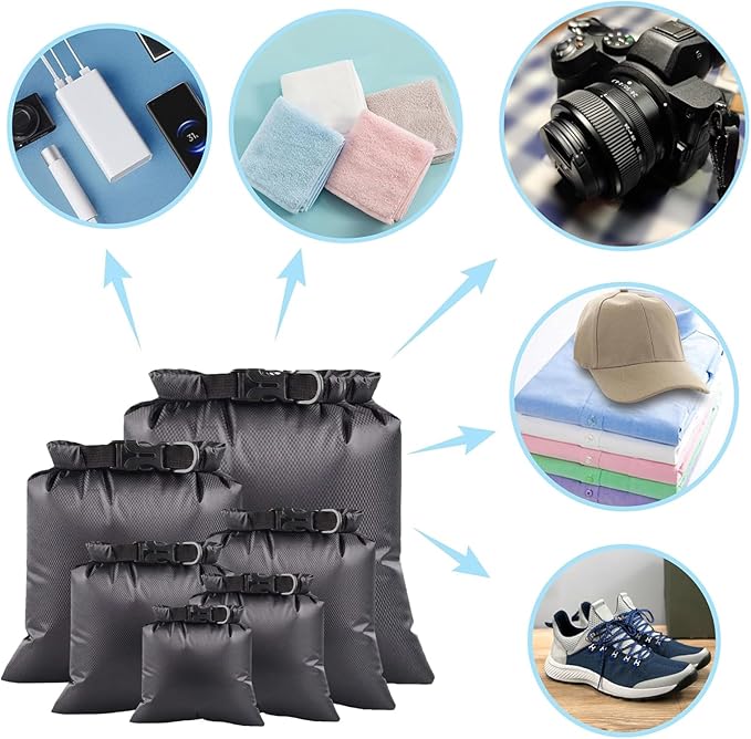 6PCS Dry Bags Waterproof, Lightweight Dry Bags for Kayaking Waterproof，Outdoor Waterproof Bag for Kayaking Hiking Boating Camping