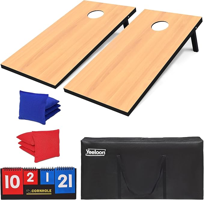 Cornhole Set, Regulation/Tailgate Size Cornhole Boards with 8 Bean Bags and Carrying Case, 4x2/3x2 Corn Hole Outdoor Game Toss Board for Adults Outside Activities