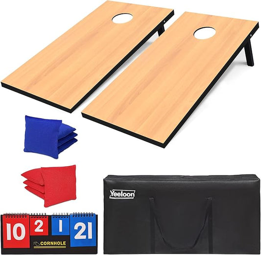 Cornhole Set, Regulation/Tailgate Size Cornhole Boards with 8 Bean Bags and Carrying Case, 4x2/3x2 Corn Hole Outdoor Game Toss Board for Adults Outside Activities