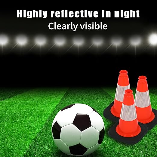 BESEA 12" inch Traffic Cones Soccer Training Cones Sport Cones Road Parking Cone with 4" Highly Reflective Collar(8 Pack)