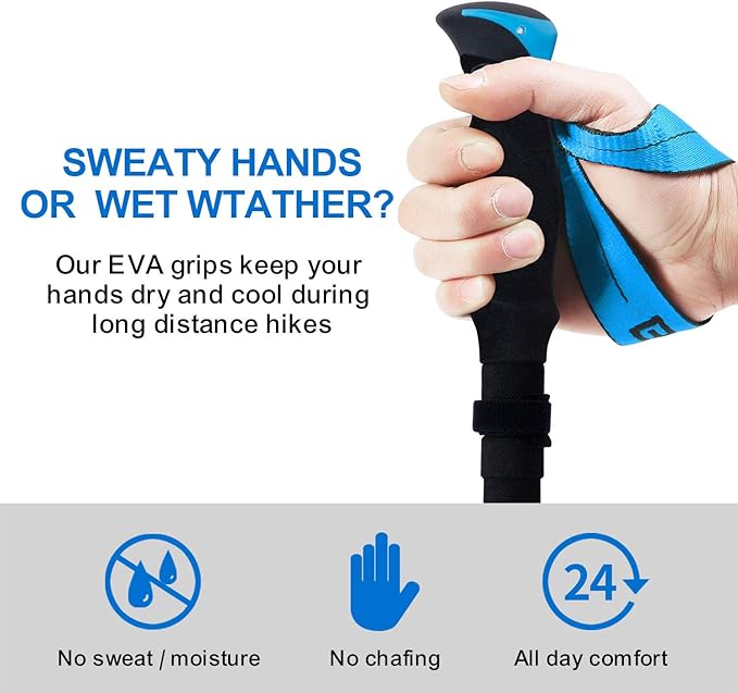 BISINNA Collapsible Trekking Hiking Poles- 2 Pack Folding Aluminum Walking Sticks with Quick Lock System 4 Season Accessories,Telescopic, Adjustable, Lightweight for Men Women