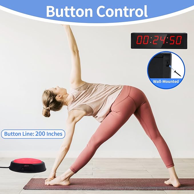 Large Stopwatch with Start/Stop Button, LED Digital Timer with Remote, Countdown Clock with Buzzer, Gym Clock for Home Gym, Interval Timer for Workout