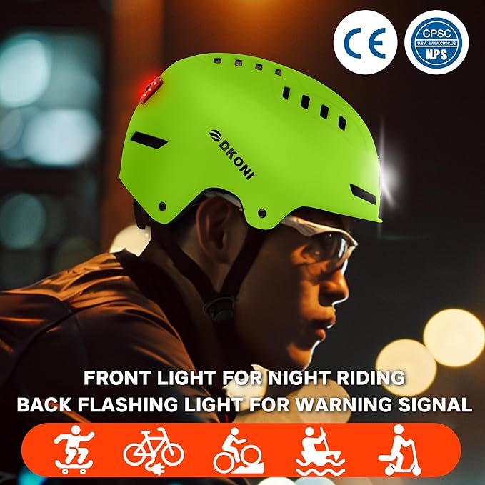 Bike Helmet with LED Lights Bicycle Helmets Commuter Cycling Helmet USB Rechargeable Front & Back LED Light Helmet for Adult Men Women