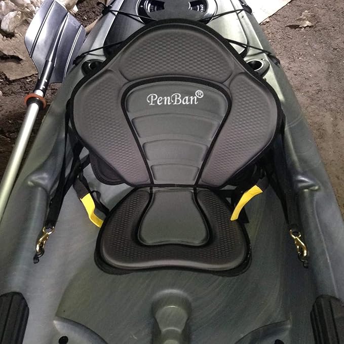 Universal Deluxe Kayak Seat Cushion with Storage Bag for Kayak,Padded Boat,SUP,Canoe,Fishing Boat,Seats with 4 Adjustable Straps