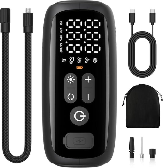 Tire Inflator Portable Air Compressor, 28 Cylinders 12V Air Compressor, 140W Auto Shut-Off with LED Light 150psi Pump, Portable Air Compressor for Car Tires, Bicycle, Moto, Ball etc.