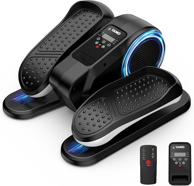 YAMO Under Desk Elliptical Machine Seated Ellipse Leg Exerciser for Seniors Fully Assembled Quiet Portable Elliptical Pedal Exerciser with Remote Control 12 Adjustable Speed Levels