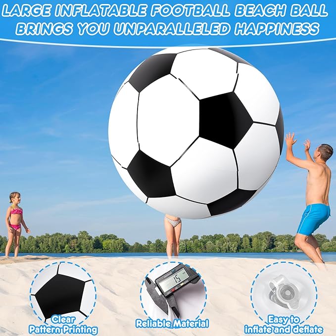 Lewtemi Giant Inflatable Sports Balls Large Inflatable Beach Ball Baseballs Soccer Rainbow Basketball Football for Sport Birthday Party Favor(2 Pcs,Soccer, Baseball,27 Inch)