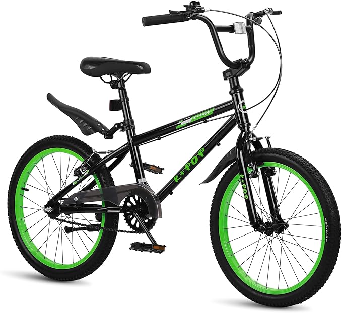 20 Inch Freestyle BMX Bike Bicycles, 20 Inch Boys Bikes Kid Bicycle for 7-12 Years Old Kid and Beginner Level Rider, Single Speed, Outdoor Cycling Bike Kids Mountain Bike, Multiple Colors