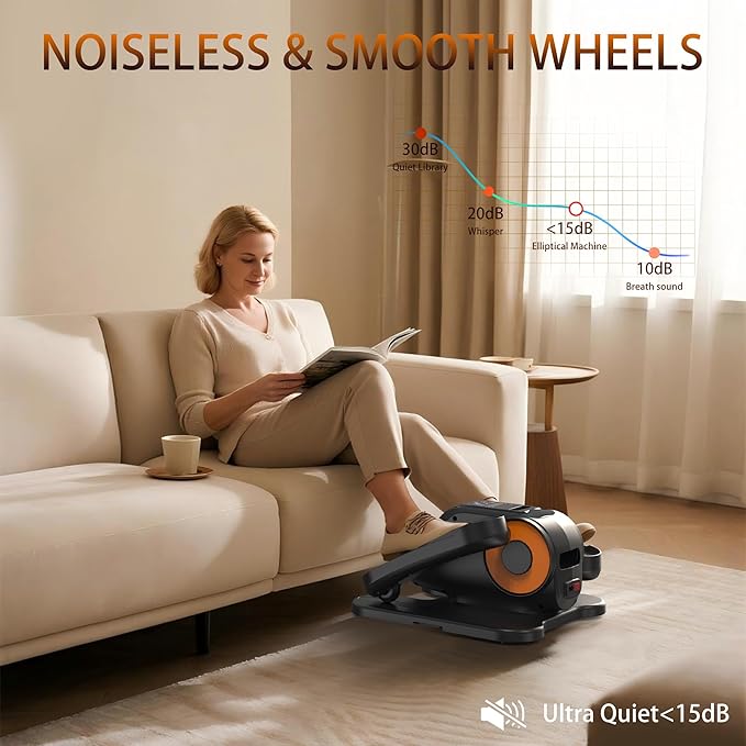 Under Desk Elliptical Machine, Elliptical Leg Exerciser for Seniors w/Remote, Electric Elliptical Exerciser as Seen on Tv, 12 Speed Levels, Manual & Auto Mode, Seated Pedal Exerciser for Home